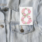 Pioenbloem voor Internationale Vrouwendag 8 maart Button (Insitu)