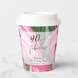 Pioenbloemen 90ste verjaardagsfeest papieren bekers