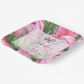 Pioenbloemen 90ste verjaardagsfeest papieren bordje (Gebogen)