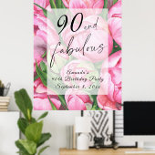 Pioenbloemen 90ste verjaardagsfeest poster (Thuiskantoor)