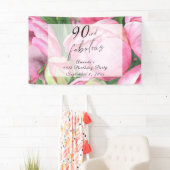 Pioenbloemen 90ste verjaardagsfeest spandoek (Insitu)