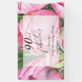 Pioenbloemen 90ste verjaardagsfeest spandoek (Verticaal)