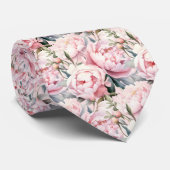 Pioenbloemen Floral Pioenbloemen Stropdas (Opgerold)
