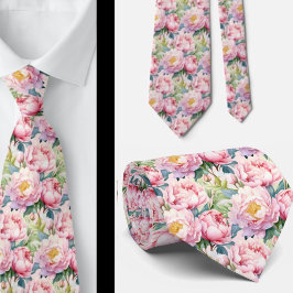 Pioenbloemen Floral Pioenbloemen Stropdas