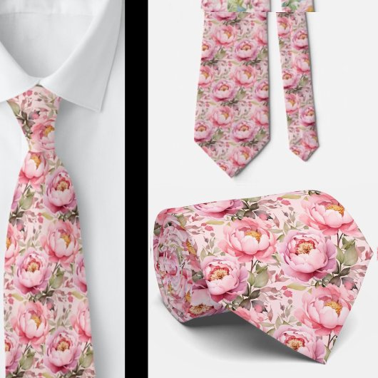Pioenbloemen Floral Pioenbloemen Stropdas