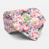 Pioenbloemen Floral Pioenbloemen Stropdas (Opgerold)