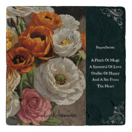 Pioenbloemen Menu  Rustiek Groene Steen Trivet