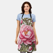 Pioenbloemen Schort (Gedragen)