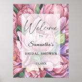 Pioenbloemen - vrijgezellenfeest welkomstbord poster (Voorkant)