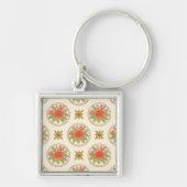 Pioenbloempatroon Sleutelhanger (Voorkant)