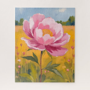 Pioenbloesem Roze Bloemenveld Waterverf Legpuzzel
