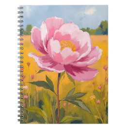 Pioenbloesem | Roze Bloemenveld Waterverf Notitieboek