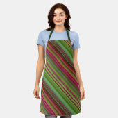 Pioenbloesem roze en groene streep schort (Gedragen)