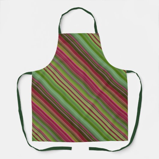 Pioenbloesem roze en groene streep schort (Voorkant)