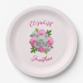 Pioenboeket Bruiloft Papieren Bordje (Voorkant)