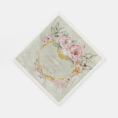 Pioenboeket Bruiloftsfeest Papieren Servet (Hoek)