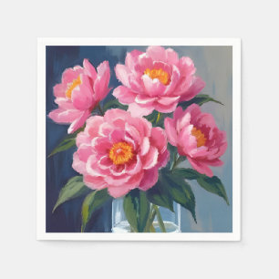 Pioenboeket Roze Bloemen Bloemenschildering Servet