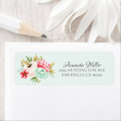  Pioenen Baby shower Bloemen Retouradres Etiket (Insitu)