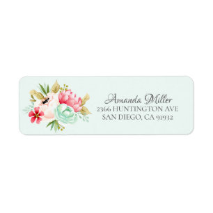  Pioenen Baby shower Bloemen Retouradres Etiket