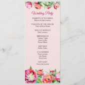  pioenen bloemenbruiloft ceremonie programmakaart (Achterkant)