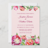  pioenen bloemenbruiloft uitnodigingen (Voorkant)