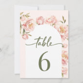 Pioenen bloesem bloesem bloemenbruiloft tafel numm kaart (Voorkant)