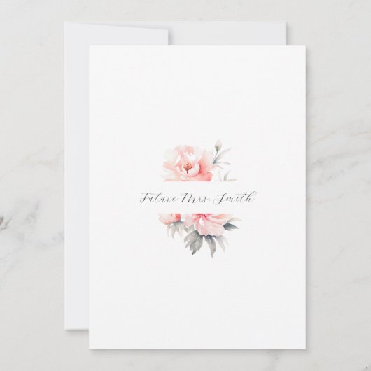 Pioenen Blush Roze Brunch & Bubble VRIJGEZELLENFEE Kaart (Achterkant)