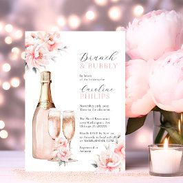 Pioenen Blush Roze Brunch & Bubble VRIJGEZELLENFEE Kaart