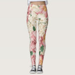 pioenen en hortensia's Patroon Leggings<br><div class="desc">Elegante leggings met afbeeldingen van blozende roze rozen en pioenen met ivoren hortensia's. Deze bloemige leggings zijn ideaal als cadeau.</div>