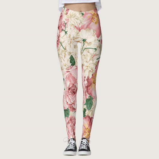  pioenen en hortensia's Patroon Leggings (Voorkant)