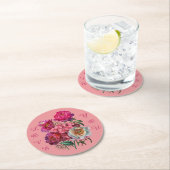 Pioenen en Hydrangea bloementuin Ronde Kartonnen Onderzetter (Insitu)