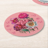 Pioenen en Hydrangea bloementuin Ronde Kartonnen Onderzetter (Gebogen)