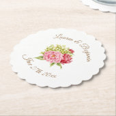 Pioenen en Hydrangea Floral Paper Onderzetter (Gekanteld)