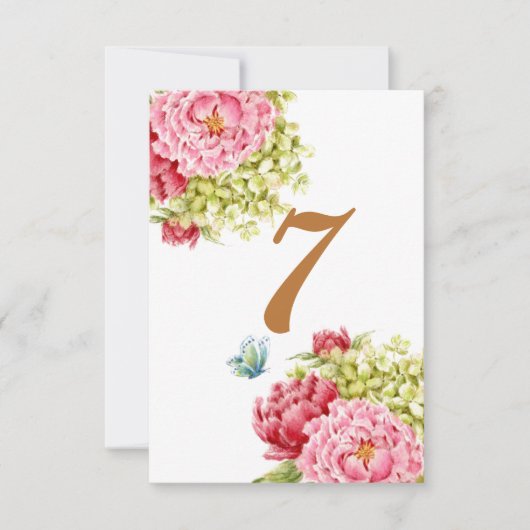 Pioenen en Hydrangea Tabel Kaart nr. 7 (Voorkant)