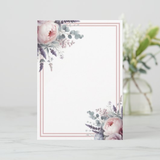 Pioenen en Lavendel Kaart (Staand voorkant)