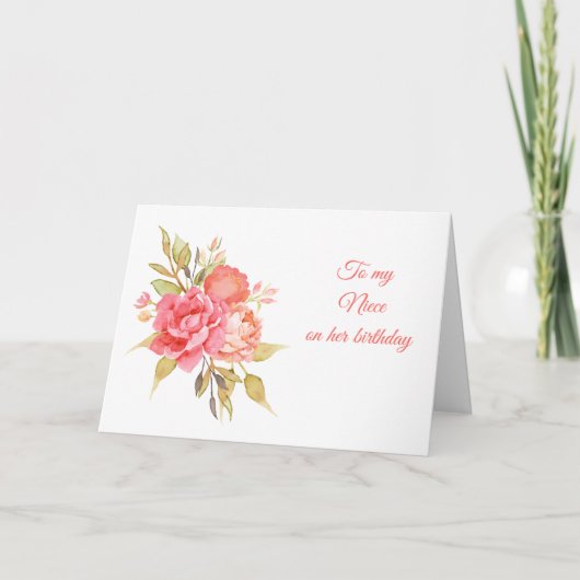 Pioenen en Rozen Bloemenboeket Verjaardag Kaart (Voorkant)