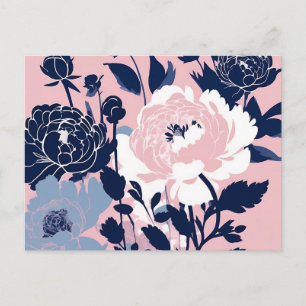 Pioenen en Rozen Contrast Silhouette Bloemen Briefkaart