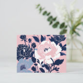 Pioenen en Rozen Contrast Silhouette Bloemen Briefkaart (Staand voorkant)
