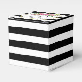 Pioenen en strepen bruiloft gunst geschenkdoos bedankdoosjes (Voorkant Zijde)