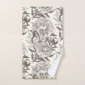 Pioenen en vlinders blokkeren print, aantal aan ui bad handdoek (Handdoek)