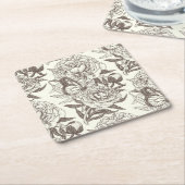 Pioenen en vlinders blokkeren print, aantal aan ui kartonnen onderzetters (Schuin)