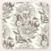 Pioenen en vlinders blokkeren print, aantal aan ui kartonnen onderzetters (Voorkant)