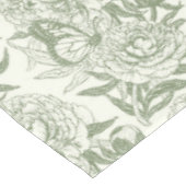Pioenen en vlinders blokkeren print, salie en groe tafelkleed (Gekanteld)