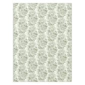 Pioenen en vlinders blokkeren print, salie en groe tafelkleed (Voorkant)