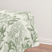 Pioenen en vlinders blokkeren print, salie en groe tafelkleed (Voorbeeld)