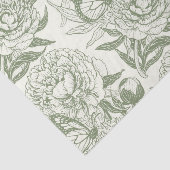 Pioenen en vlinders blokkeren print, salie en groe tissuepapier (Detail)