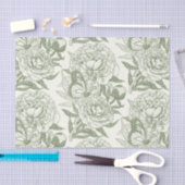 Pioenen en vlinders blokkeren print, salie en groe tissuepapier (Craft)