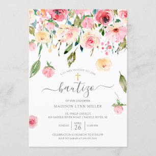 Pioenen Floral Spaanse doop Kaart