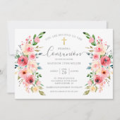 Pioenen Floral Spaanse Eerste Communie Kaart (Voorkant)