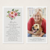 Pioenen Foto Memorial Begrafenisgebed Kaart (Voorkant /achterkant)